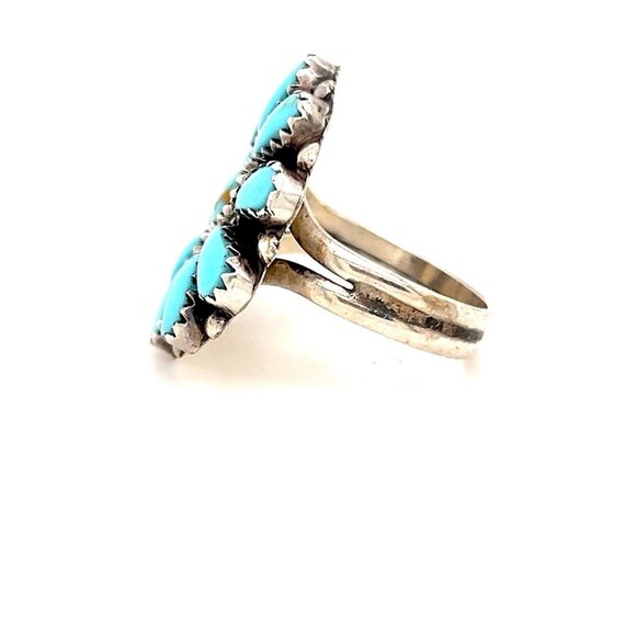 Sterling BBN Turquoise Flower Ring - Picture 7 of 11